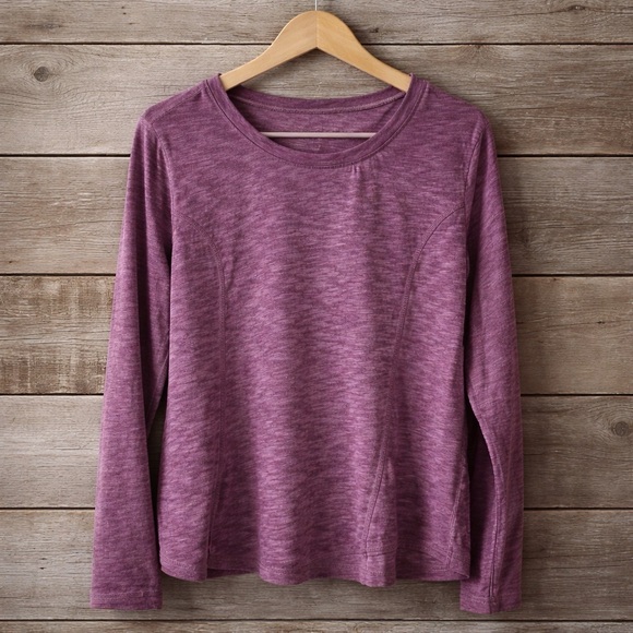 Soft Surroundings Heathered Plum Long Sleeve Top - L - Picture 1 of 6